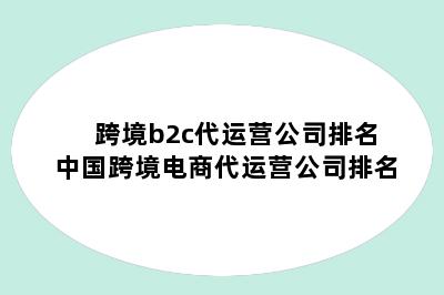 跨境b2c代运营公司排名 中国跨境电商代运营公司排名